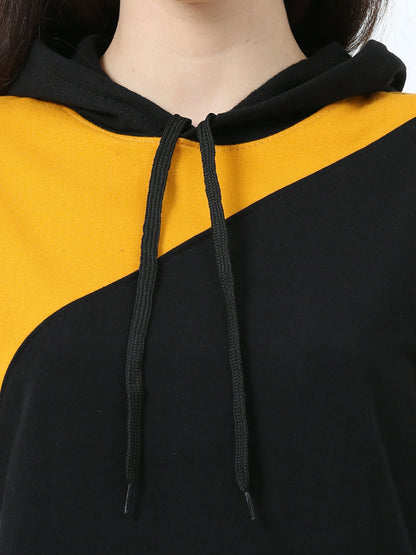 Fleximaa Womens Cotton Color Block Greyblack Sweatshirt Hoodies 3XL Size - fleximaa-so