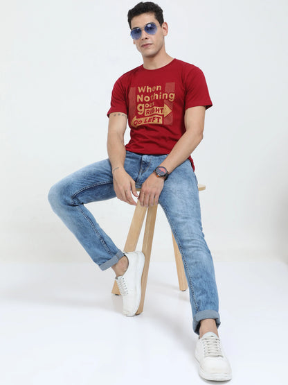 Fleximaa Men's Cotton Printed Round Neck Half Sleeve T-Shirt - fleximaa-so