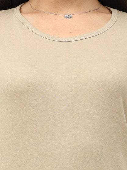 Fleximaa Women's Cotton Plain Round Neck Half Sleeve T-Shirt - fleximaa-so