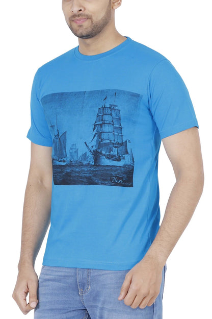 Fleximaa Men's Cotton Printed Round Neck Half Sleeve T-Shirt - fleximaa-so