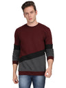 Men's Cotton Full Sleeve Color Block MaroonBlackCharcoal Sweatshirt