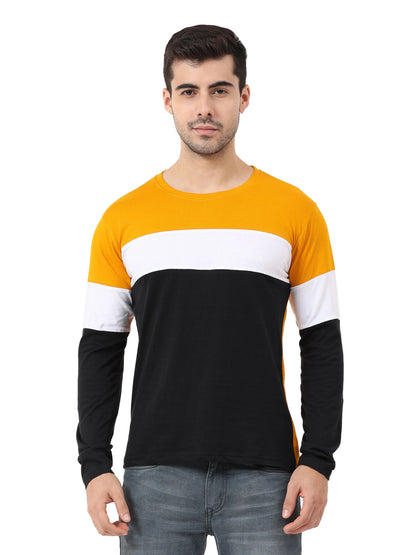 Fleximaa Men's Cotton Round Neck Color Block Full Sleeve T-Shirt - fleximaa-so