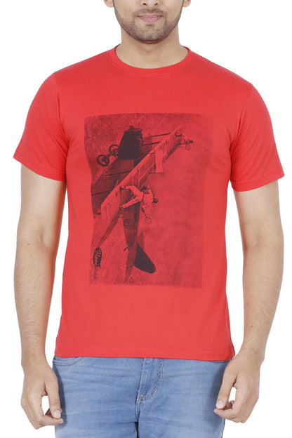 Fleximaa Men's Cotton Printed Round Neck Half Sleeve T-Shirt - fleximaa-so