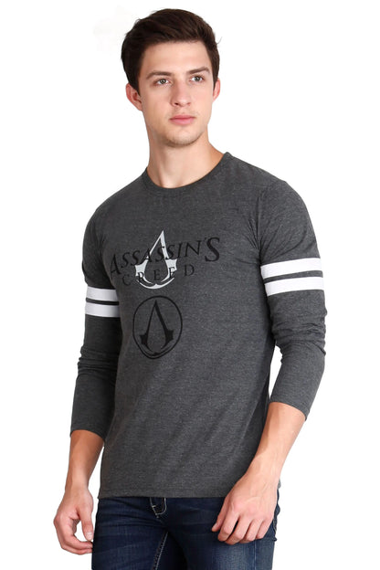 Men's Cotton Printed Round Neck Full Sleeve T-Shirt