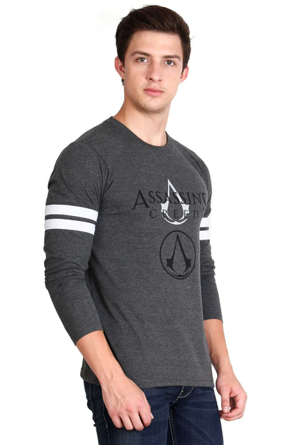 Men's Cotton Printed Round Neck Full Sleeve T-Shirt