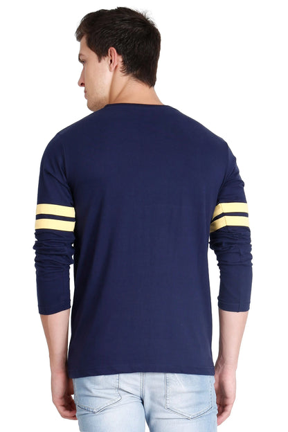 Men's Cotton Printed Round Neck Full Sleeve T-Shirt
