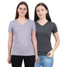 Women's Cotton Plain V Neck Half Sleeve T-Shirt - (Pack of 2)