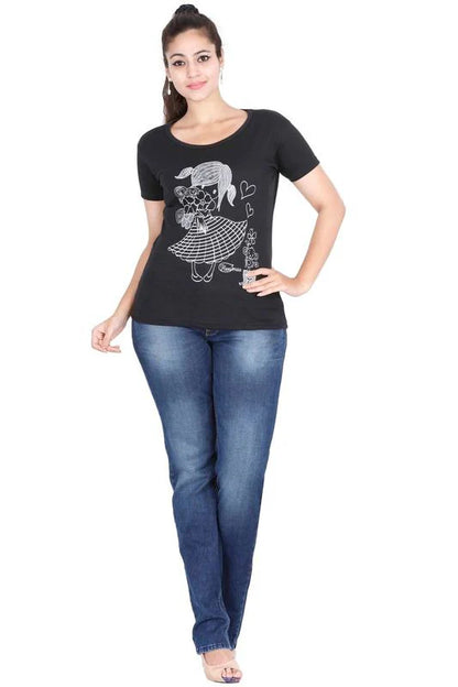 Women's Cotton Round Neck Printed Half Sleeve T-Shirt