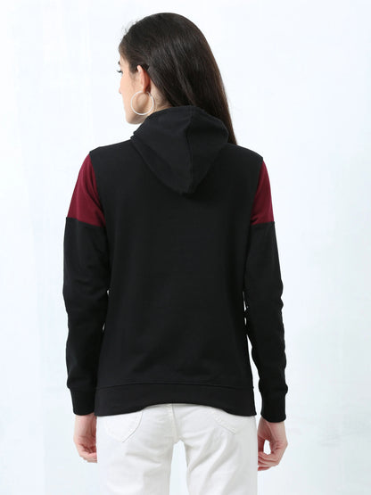 Fleximaa Womens Cotton Color Block Greyblack Sweatshirt Hoodies 3XL Size - fleximaa-so