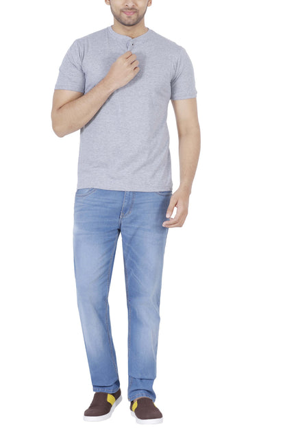 Men's Cotton Plain Henley Neck T-Shirt