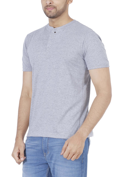 Men's Cotton Plain Henley Neck T-Shirt