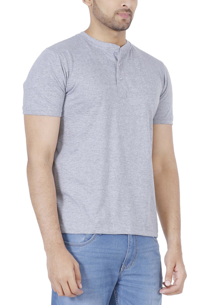 Men's Cotton Plain Henley Neck T-Shirt