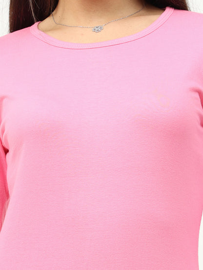 Fleximaa Women's Cotton Plain Round Neck Full Sleeve T-Shirt - fleximaa-so