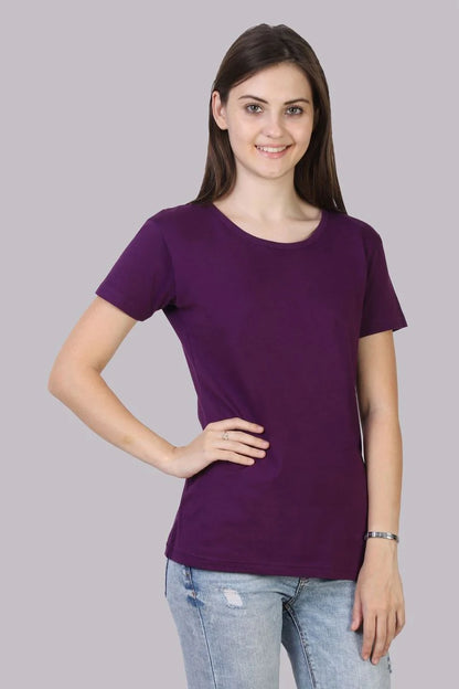 Fleximaa Women's Cotton Plain Round Neck Half Sleeve T-Shirt-2 - fleximaa-so