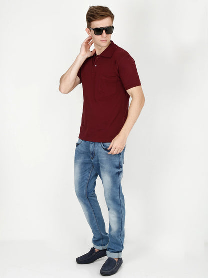 Fleximaa Men's Cotton Plain Polo Neck Half Sleeve T-Shirt - fleximaa-so