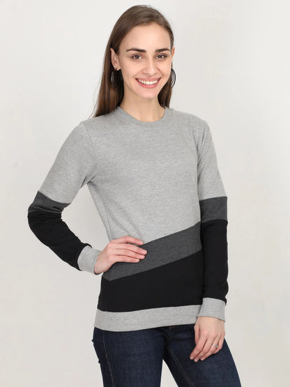Fleximaa Women's Cotton Color Block Full Sleeve Sweatshirt - fleximaa-so