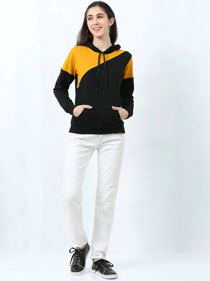 Fleximaa Womens Cotton Color Block Greyblack Sweatshirt Hoodies 3XL Size - fleximaa-so