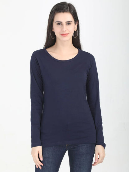 Fleximaa Women's Cotton Plain Round Neck Full Sleeve T-Shirt (Pack of 2) - Fleximaa