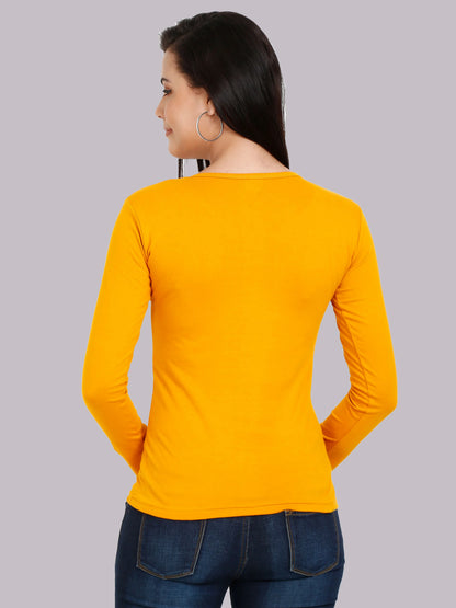 Fleximaa Women's Cotton Plain Round Neck Full Sleeve T-Shirt - fleximaa-so