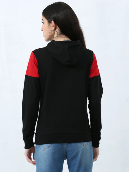Fleximaa Womens Cotton Color Block Greyblack Sweatshirt Hoodies 3XL Size - fleximaa-so