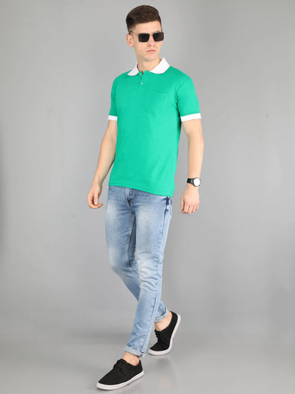 Fleximaa Men's Cotton Plain Polo Neck Half Sleeve T-Shirt - fleximaa-so