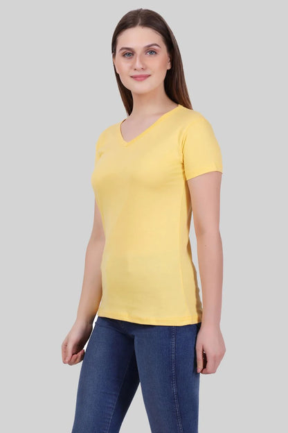 Fleximaa Women's Cotton Plain V Neck Half Sleeve T-Shirt-2 - fleximaa-so