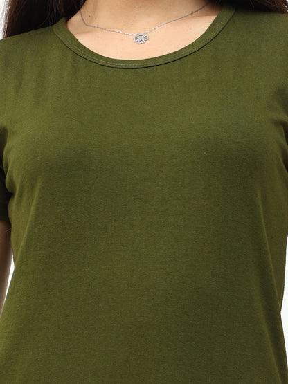 Fleximaa Women's Cotton Plain Round Neck Half Sleeve T-Shirt - fleximaa-so