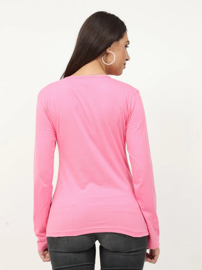 Fleximaa Women's Cotton Plain V Neck Full Sleeve T-Shirt - fleximaa-so