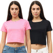 Fleximaa Womens Cotton Plain Round Neck Crop Top Multi Color (Pack of 2) - fleximaa-so