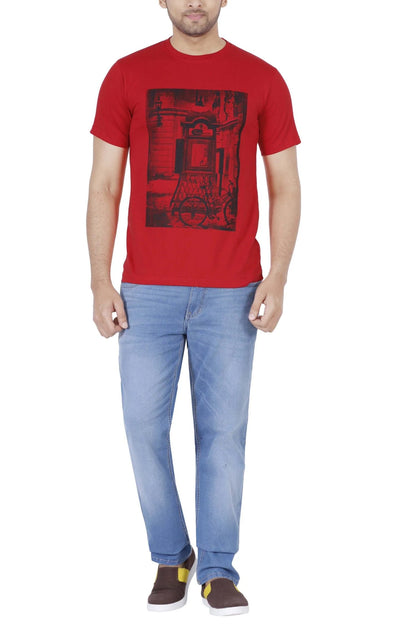 Fleximaa Men's Cotton Printed Round Neck Half Sleeve T-Shirt - fleximaa-so