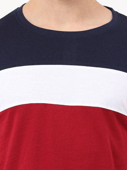 Fleximaa Men's Cotton Round Neck Color Block Full Sleeve T-Shirt - fleximaa-so