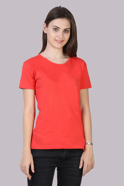 Fleximaa Women's Cotton Plain Round Neck Half Sleeve T-Shirt - fleximaa-so