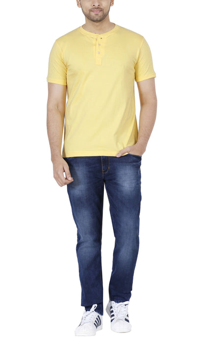 Men's Cotton Plain Henley Neck T-Shirt