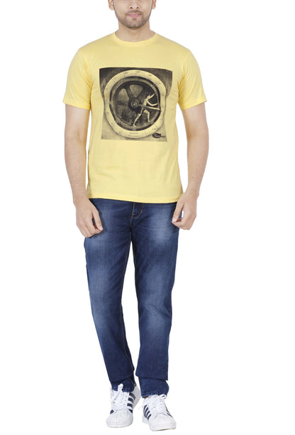Men's Cotton Printed Round Neck Half Sleeve T-Shirt
