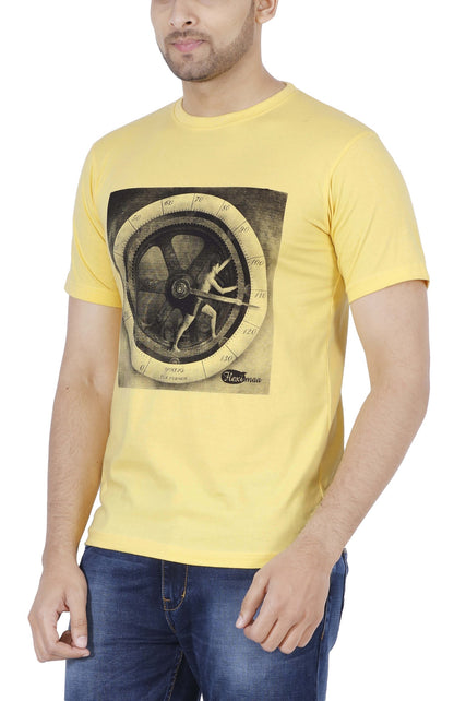 Men's Cotton Printed Round Neck Half Sleeve T-Shirt