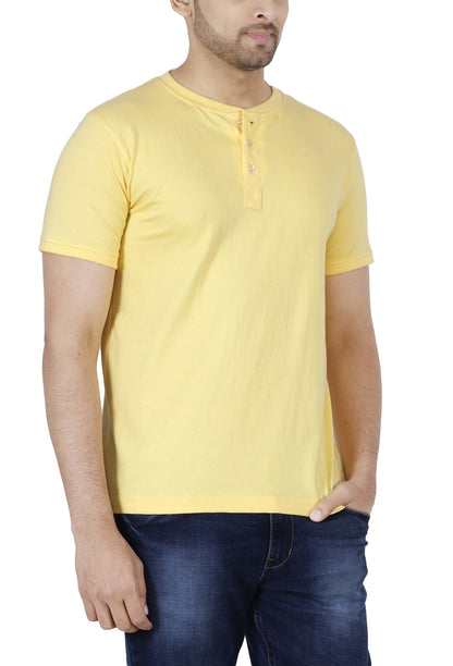 Men's Cotton Plain Henley Neck T-Shirt