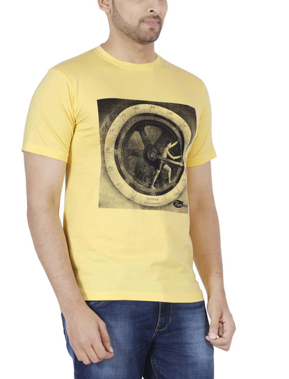 Men's Cotton Printed Round Neck Half Sleeve T-Shirt