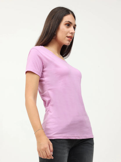 Fleximaa Women's Cotton Plain Round Neck Half Sleeve T-Shirt - fleximaa-so