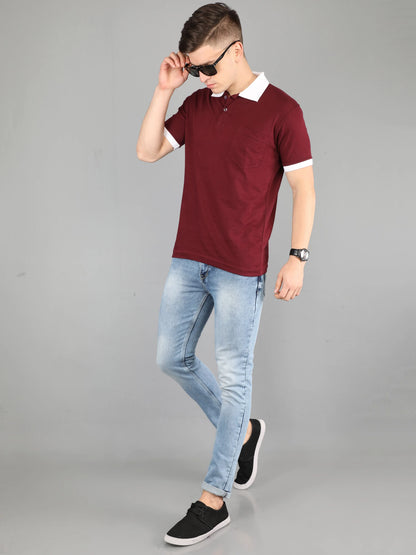 Fleximaa Men's Cotton Plain Polo Neck Half Sleeve T-Shirt - fleximaa-so