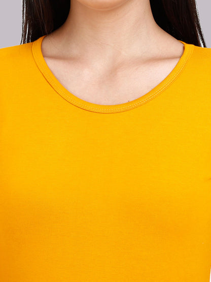 Fleximaa Women's Cotton Plain Round Neck Full Sleeve T-Shirt - fleximaa-so