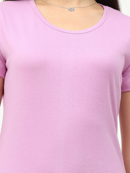 Fleximaa Women's Cotton Plain Round Neck Half Sleeve T-Shirt - fleximaa-so