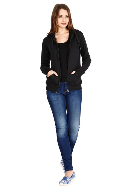 Fleximaa Women's Cotton Plain Full Sleeve Hoodies/Sweatshirt - fleximaa-so