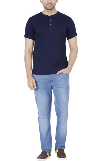 Men's Cotton Plain Henley Neck T-Shirt