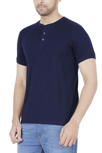 Men's Cotton Plain Henley Neck T-Shirt