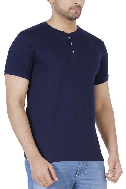 Men's Cotton Plain Henley Neck T-Shirt
