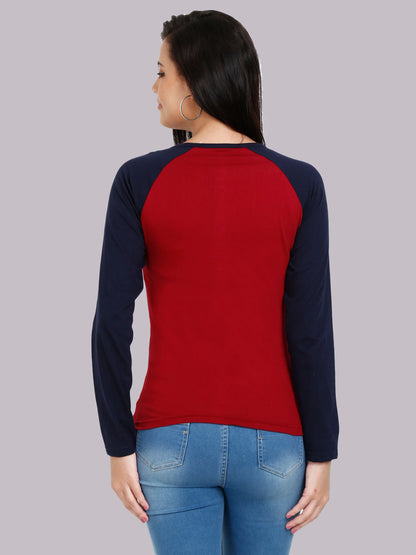 Fleximaa Women's Cotton Printed Raglan Full Sleeve T-Shirt - fleximaa-so