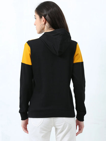 Fleximaa Womens Cotton Color Block Greyblack Sweatshirt Hoodies 3XL Size - fleximaa-so