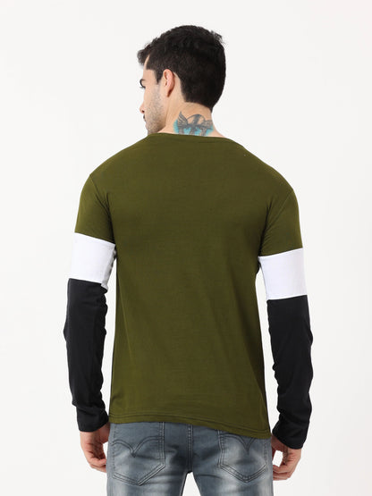 Fleximaa Men's Cotton Round Neck Color Block Full Sleeve T-Shirt - fleximaa-so