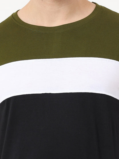 Fleximaa Men's Cotton Round Neck Color Block Full Sleeve T-Shirt - fleximaa-so