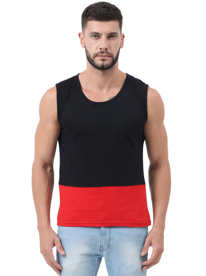 Fleximaa Men's Cotton Color Block Sleeveless T-Shirt - fleximaa-so